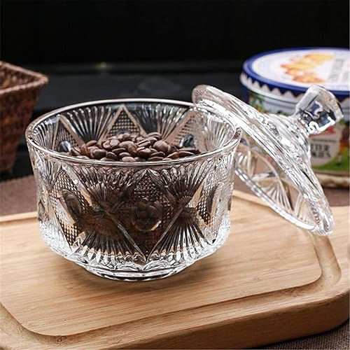 Miniatura 2 de Plato de cristal antiguo de 11 onzas con tapa, tarro de almacenamiento transparente, caja cubierta transparente para almacenamiento de alimentos y
