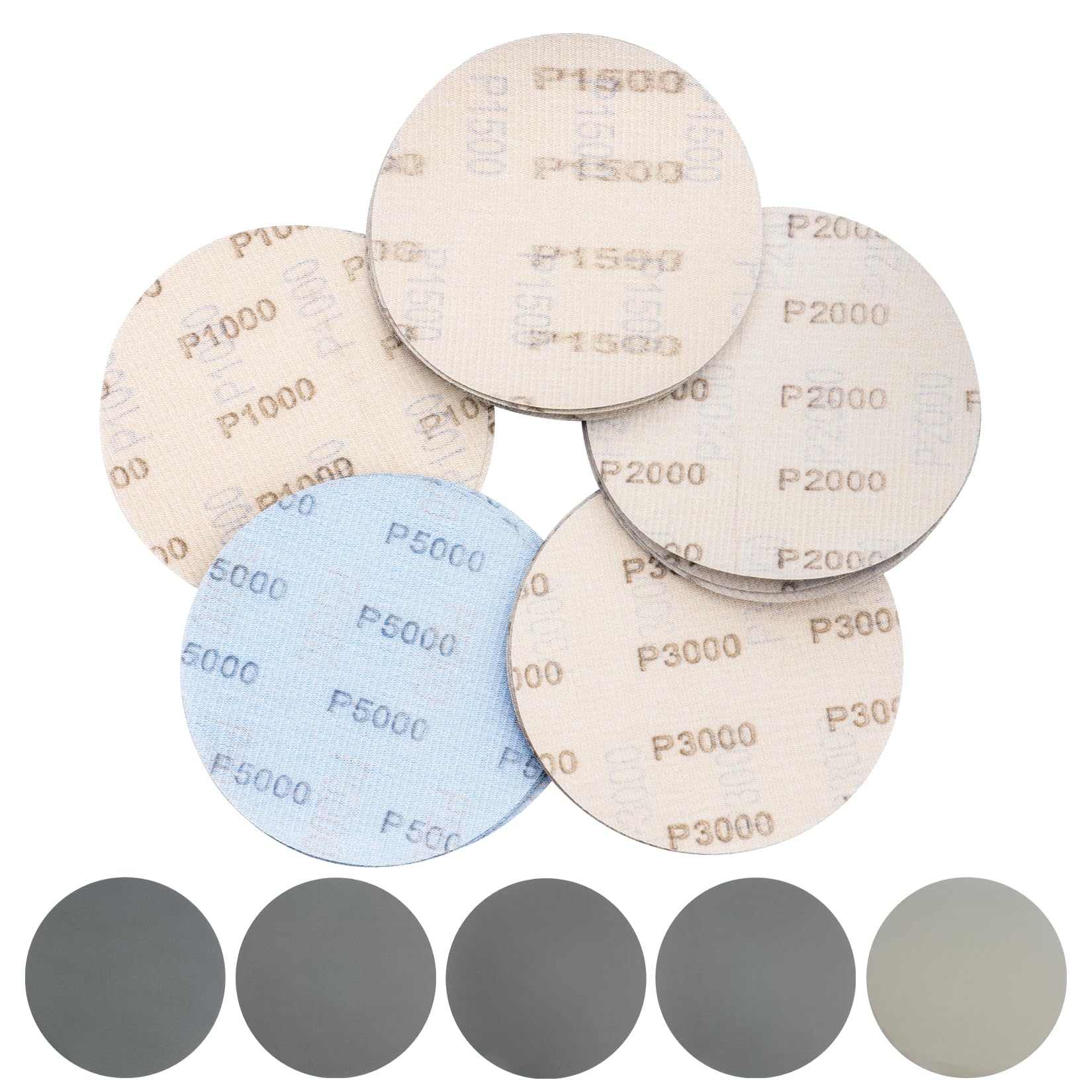 25 Pz Dischi Abrasivi 120mm, Dischi di Carta Abrasiva a Umido/Secco Grana 10001500/2000/3000/5000, Disco Abrasivo per Smerigliatrice lucidatura metallo e legno