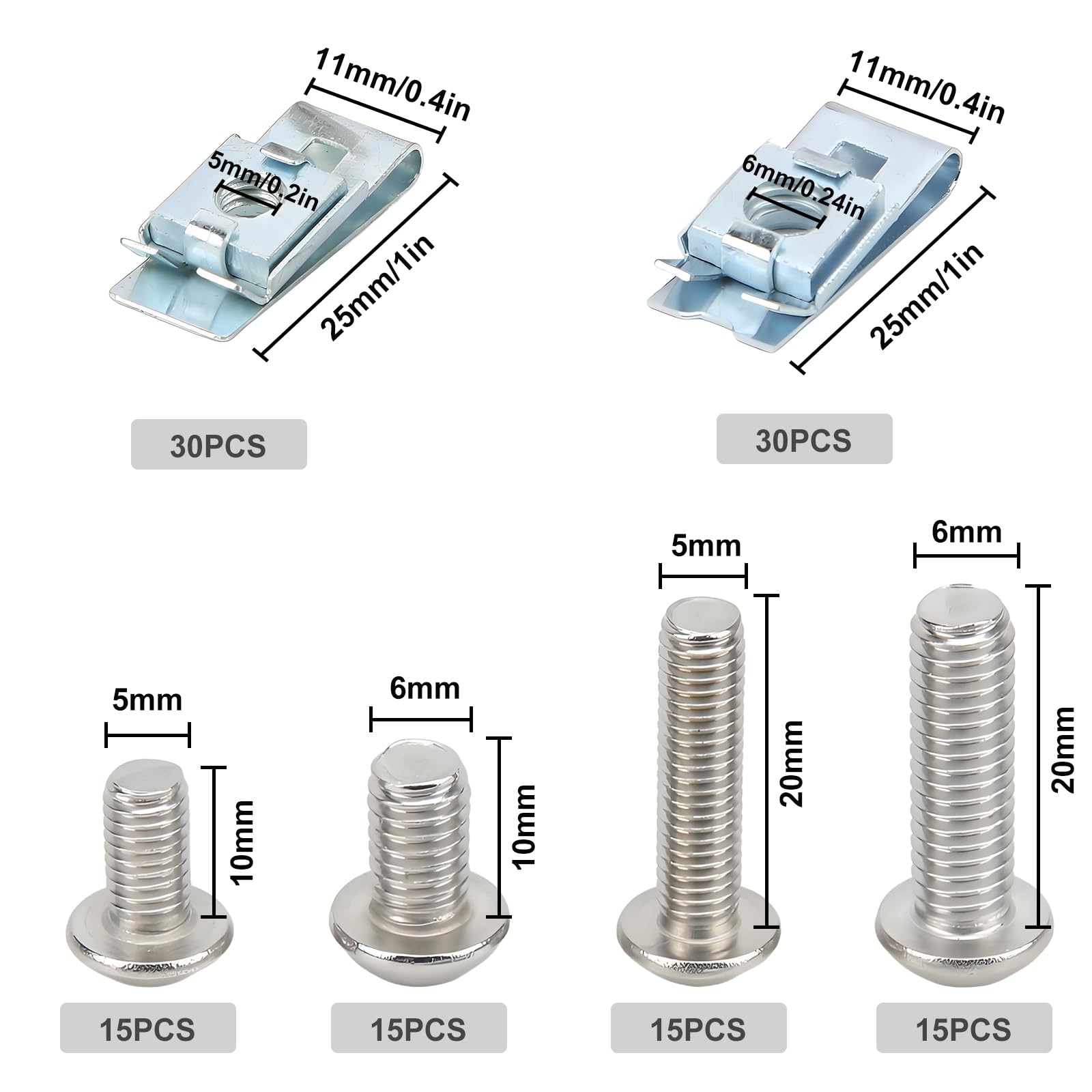 Set 200 Dadi E Viti Per Carrozzeria - M3 M4 M5 E Clip #6/8/10/12