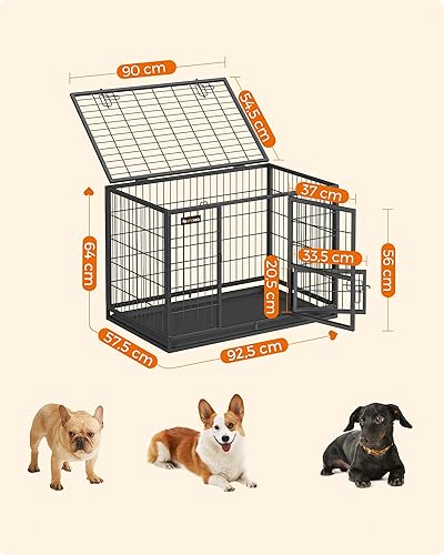 Miniatura 4 de Feandrea Jaula para perros de alta resistencia, jaula para perros, 36.4 x 22.6 x 25.2 in, para perros pequeños y medianos, antiescape, doble puerta