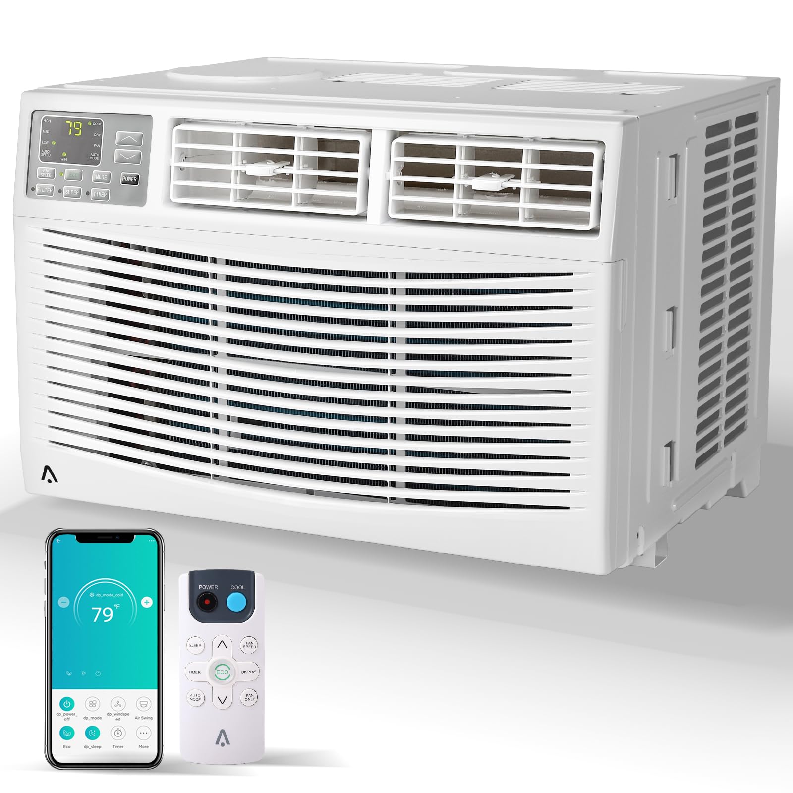 Hipicute 8,000 BTU Window Air Conditioner Unit with Remote Control, Cools Rooms up to 350 Sq Ft, 3-in-1 Function 3 Fan Speeds, Digital Display WIFI, Easy Install Kit, for Bedroom, Office