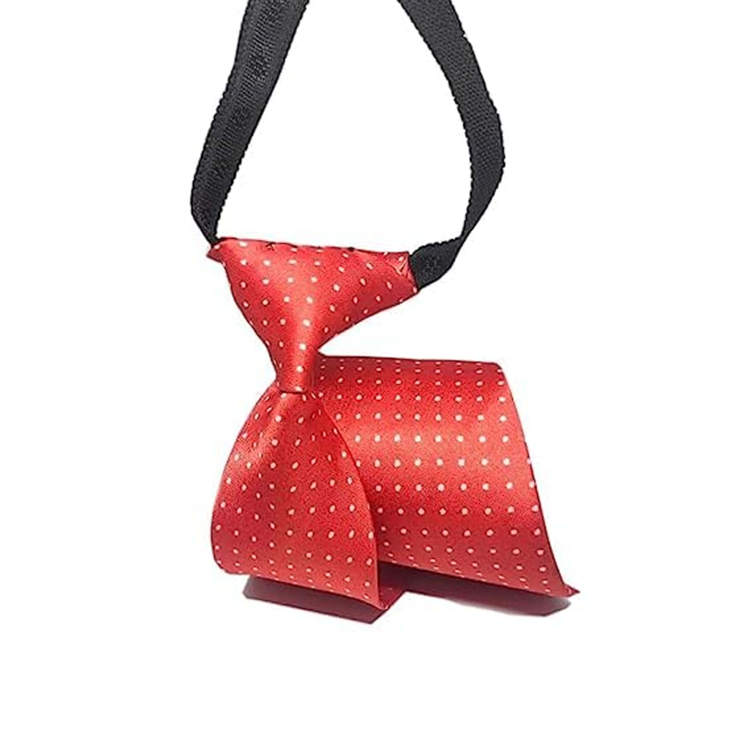 THE BOW TIE HOUSE Adjustable Satin Neck Tie for Kids | Necktie for Boys, Toddler & Youth | Perfect for Weddings, Graduations, School Uniforms | Red Polka Dot - 6 to 10 Years 2