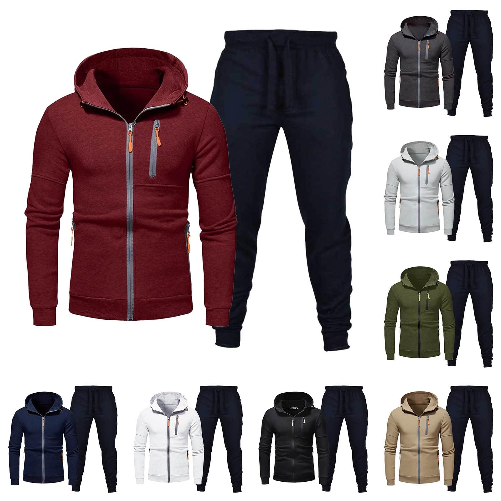 Générique Ensemble deux pièces sweat-shirt à capuche décontracté pour homme, idéal pour le sport, l'automne et le fitness