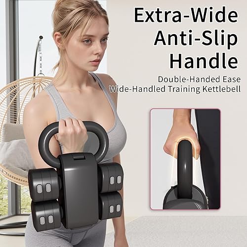 Miniatura 7 de Juego de pesas rusas ajustables, juegos de pesas rusas 4 en 1 (5.5 libras, 7.7 libras, 9.9 libras, 12.1 libras) para mujeres, juego de 2 mancuernas