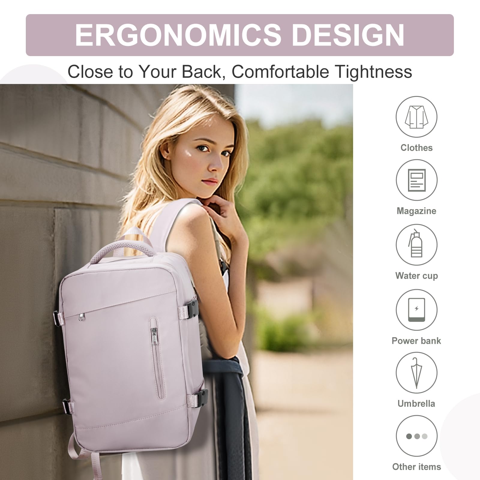 SZLX Borse da Cabina per Easyjet 45x36x20 Zaino da Viaggio aereo Bagaglio a Mano Zaino Ryanair 40x20x25 con porta USB zaino Borsa da Viaggio Impermeabile donna zaino per Computer Casual Daypack