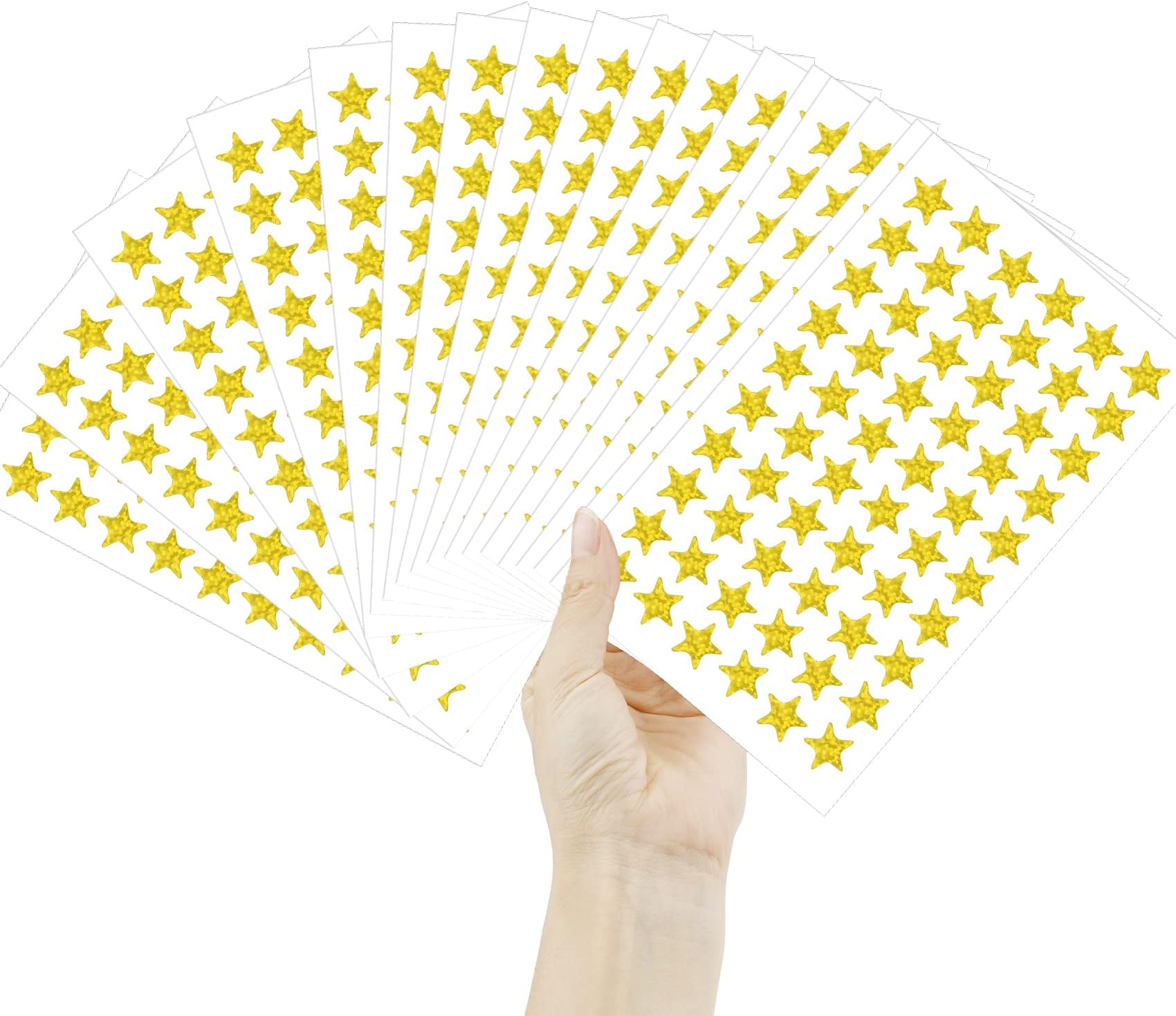 - 1800 PCS Gold Star Stickers, 30 Sheets Holographic Gold Star Sticker for Kids Reward, Foil Stars Stickers, Small Mini Stars Sticker for School Planner, Behavior Chart, Classroom Teacher Supplies