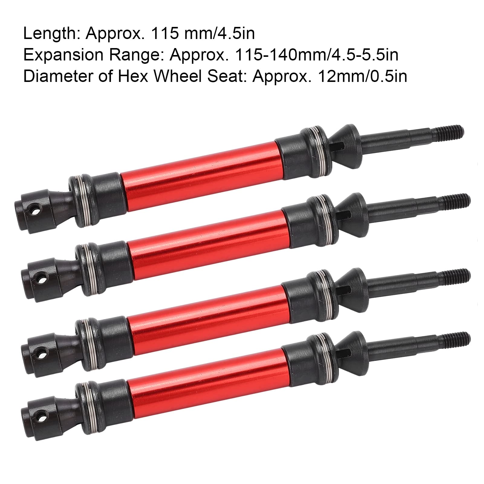 Alberi Di Trasmissione CVD In Metallo Per Traxxas Slash 1/10 – Anteriore E Posteriore, Antirottura, Regolabili 115-140 Mm, Rosso