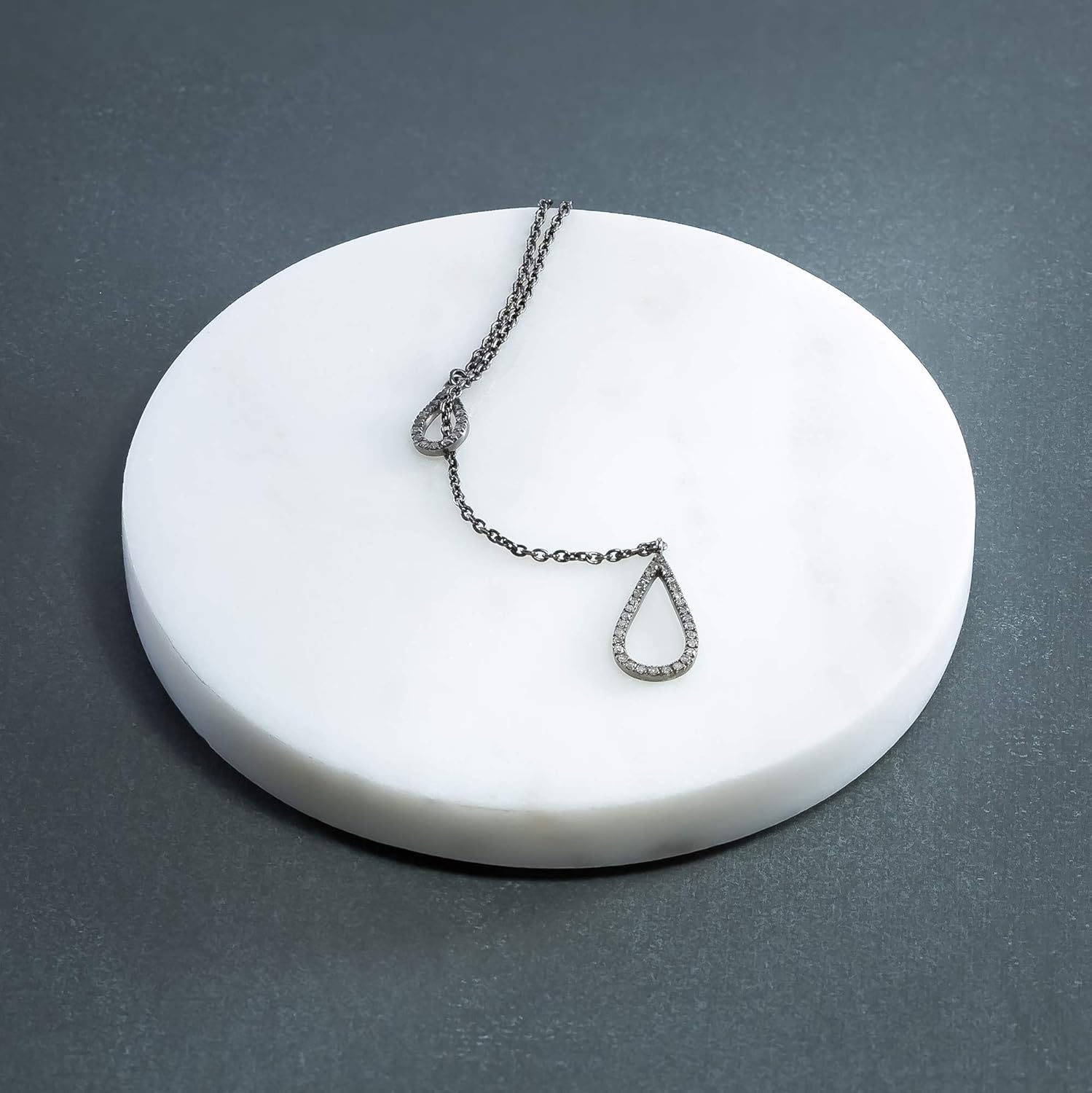 Genuine Diamond Lariat Necklace- Oxidized 925 Sterling Silver- High Quality Pave Diamonds- Unique- Women's Jewelry Gift Idea- Holiday-Christmas - Image 5