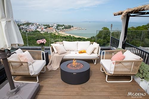 Miniatura 2 de Modeno Mesa de fuego de propano de 34.3 pulgadas, muebles de patio al aire libre, mesa de fuego, hormigón con quemador de acero inoxidable - Venecia