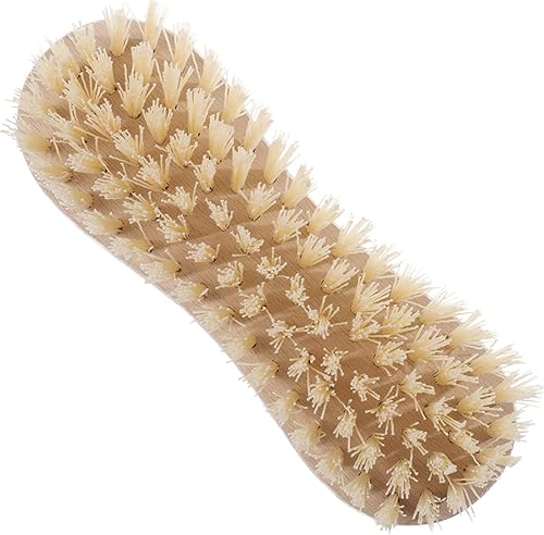 Miniatura 7 de Konex Cepillo de mano de limpieza económico de fibra de nailon Cepillo de cerdas rígidas de mano resistente con cuerpo de madera Forma de cacahuete