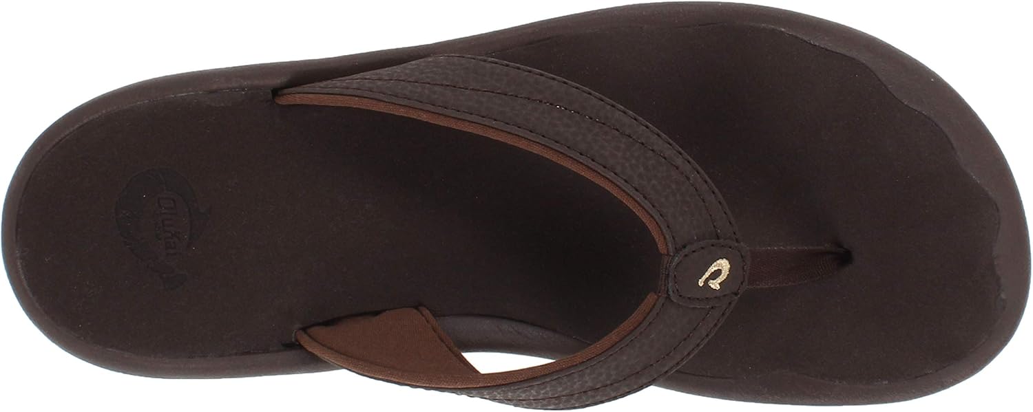 OLUKAI Ohana Women's Beach Sandals, Quick-Dry Flip-Flop Slides, Water Resistant, Wet Grip Soles & Compression Molded Footbed 7 Dark Java/Dark Java