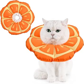Avont Cat Cone Collar Soft, Adjustable Recovery E Collar Alternative for Cats Kittens Puppies, Elizabethan Neck Cone of Shame to Prevent Licking Biting After Surgery Protect Wounds -TangerineM