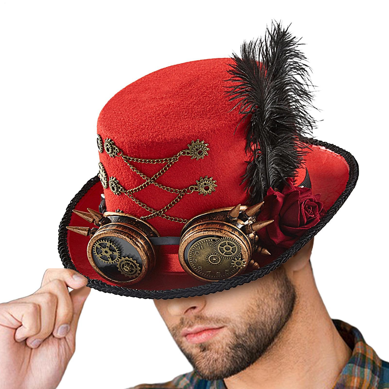 Steam Punk Hat | Steam Punk Costume Hat with Goggles Design,Felt Costume Outfit for Men Women Adults, Versatile Headwear Accessory