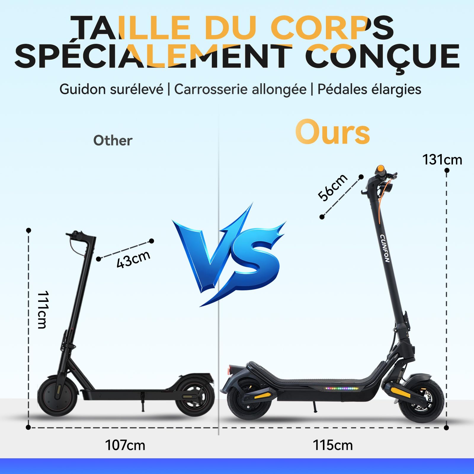 Trotinette Electrique Adulte RS500, Autonomie 55KM Batterie 36V 18Ah Moteur 1000W,Déverrouillage par Empreinte Digitale, Haut-Parleurs HD, Pneu Larges de 88 mm, Bandes Lumineuses colorées-Noir