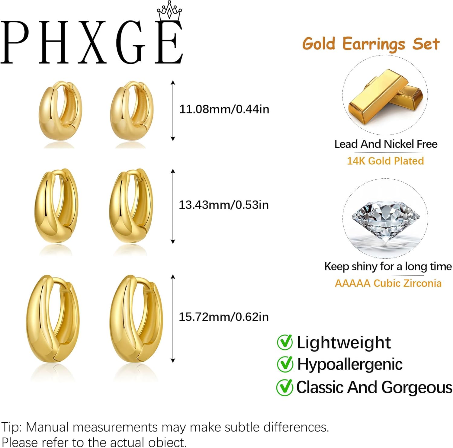 Gold Hoop Earrings for Women Trendy, 14K Gold Plated Huggie Earrings Set Dainty Small Hoops Cartilage Hypoallergenic Lightweight Jewelry - Image 3