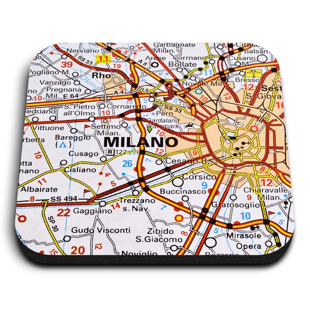 Destination Vinyl Ltd Multicolor 1 X Square Mdf Fridge Magnet - Milano Italy Italian Travel Map 45724