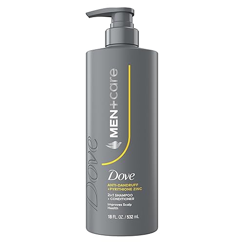 DOVE MEN+CARE Champú 2 en 1 + acondicionador anticaspa 1 unidad para mejorar la salud del cuero cabelludo, con piritiona de zinc, 18 onzas