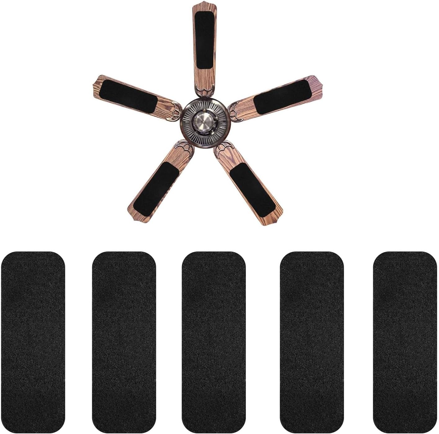 5 Pcs Ceiling Fan Filters - Easy Stick Ceiling Fan Air Filter - Unscented Activated Coconut Shell Carbon Filter - Universal Ceiling Fan Blade Filters Keeps Bedroom Kitchen Office Air Fresh
