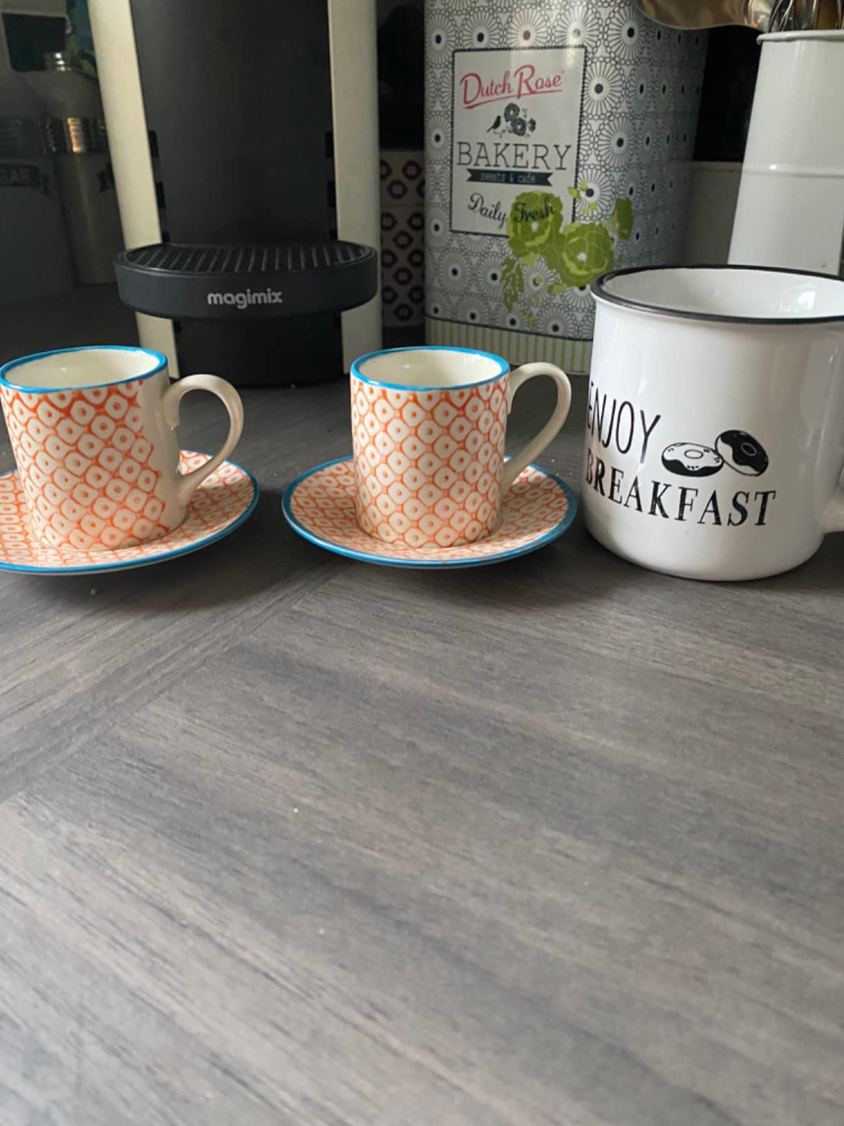 Nicola Spring 12 Piece Espresso Cup & Saucer Set - 65ml - Orange Hand ...