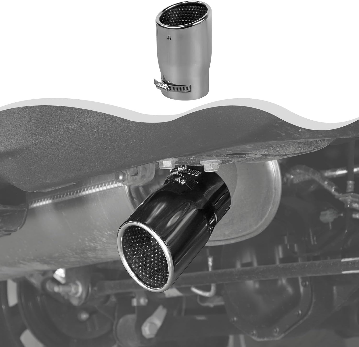 Exhaust Tip Stainless Steel Car Tail Pipe Tip Compatible with Ford Bronco 2021 2022 2023 2024 Exterior Accessory (Stainless Steel,1Pcs/Set)