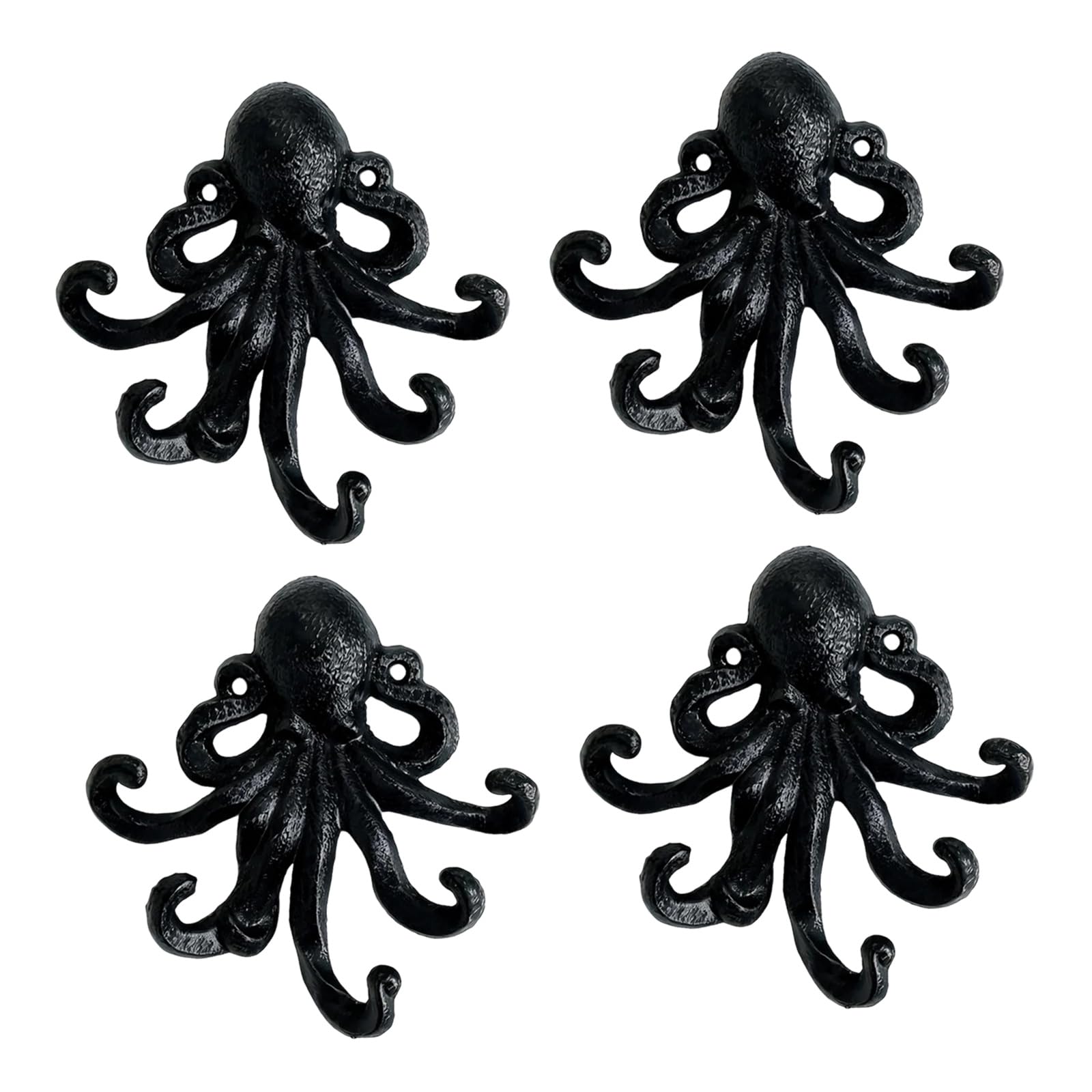 Whoasyst Decorative Iron Octopuses Wall Hook with 8 Sturdy Arms Decorative Coat Hook Perfect for Organizing Entryway or Outdoor Space Wrought Iron Wall