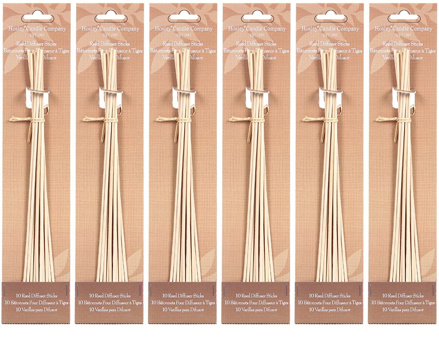 Hosley 9 Inch Long Rattan Diffuser Reeds Set of 6 Packages Total 60 Reeds. Ideal Gift and for Use with Hosley Diffuser Glass Bottles Diffuser Refills Spa and Aromatherapy O9