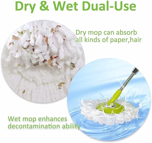 Miniatura 5 de Cabezal de fregona para fregona Hurricane Spin Mop de microfibra para recambios de fregona mágica de 360 Spin de tamaño estándar, almohadillas