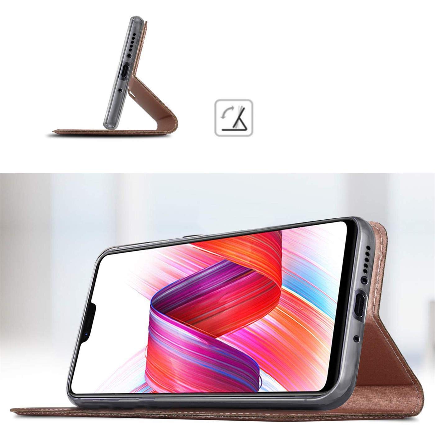 Custodia A Libretto Verco In Pelle PU Per Huawei Mate 20 - Con Chiusura Magnetica, Portacarte E Funzione Stand - Nero
