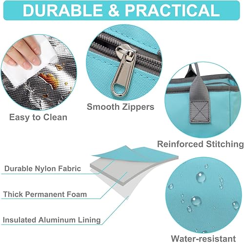 Miniatura 2 de VASCHY Bolsa de almuerzo para mujer, lonchera aislada a la moda, bolsa de mano para el trabajo, oficina, con correa para el hombro, turquesa