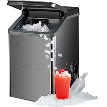 Gevi KNOVA Nugget Ice Maker Countertop, 40lbs/24H Self-Cleaning Portable Pellet Ice Machine, Stainless Steel Sonic Ice Maker for Home Kitchen, Office