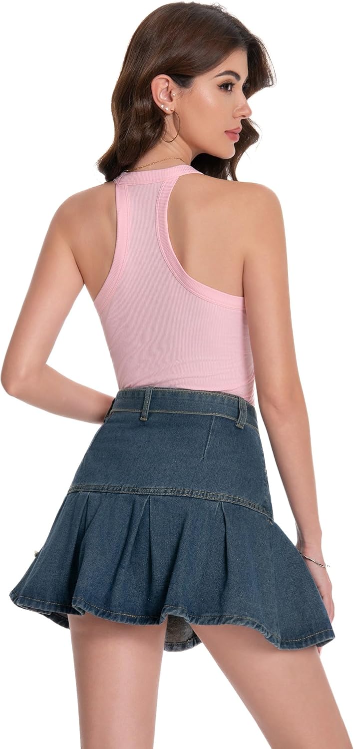 Womens Racerback Tank Tops - Cami Ribbed Basic Camisole V Neck Casual Trendy Slim Fit Sleeveless Tank 2 Pack - Image 4