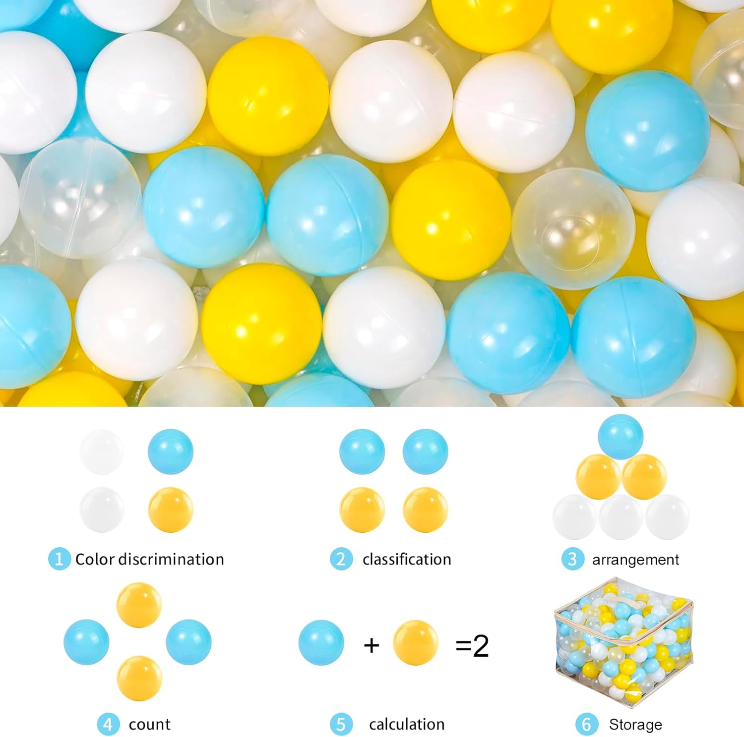 MoonxHome Ball Pit Balls for Toddlers, Plastic Balls for Ball Pit, BPA Free Crush Proof, Kid's Pool Water Toys for Play Tent 2.15"