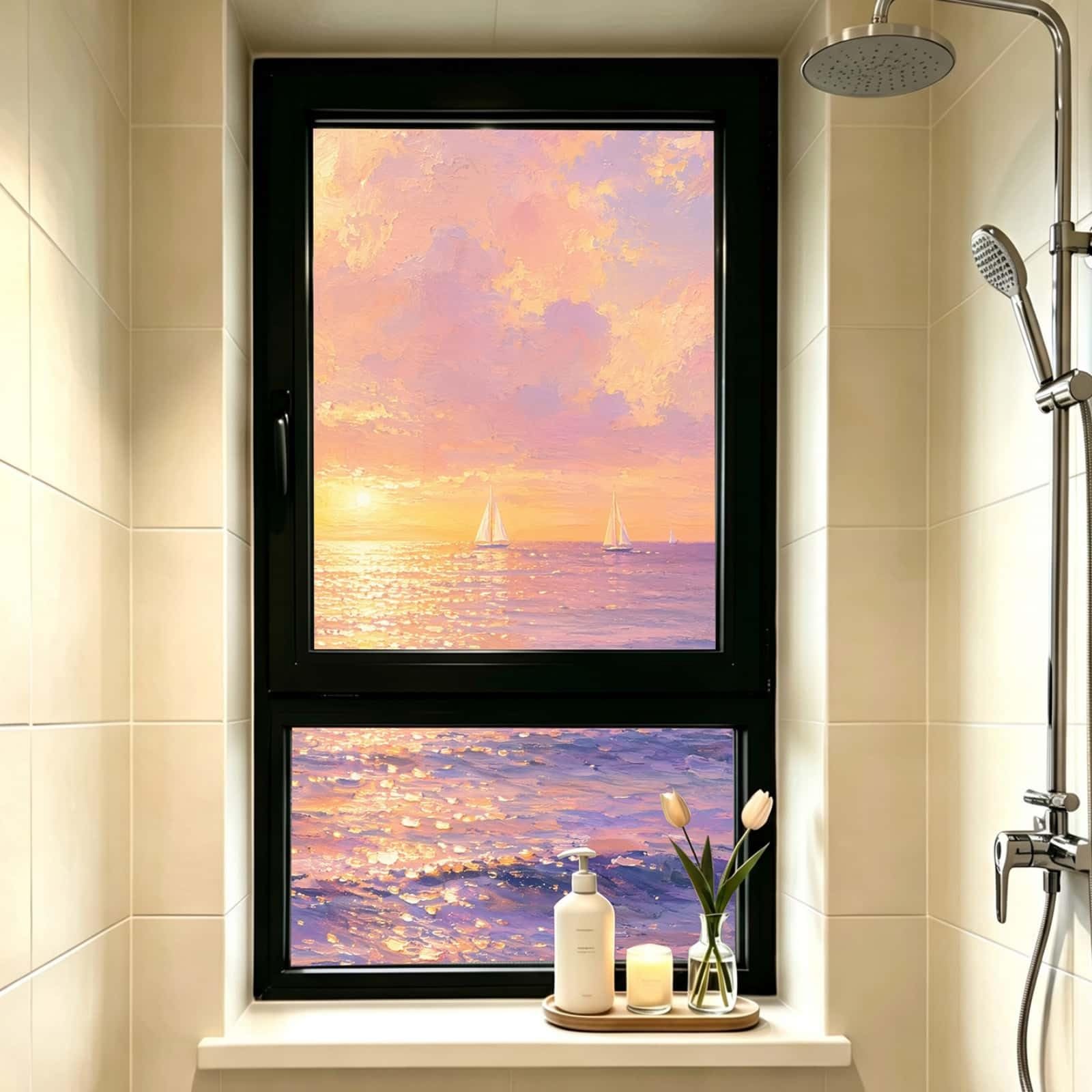 Vinilo Adhesivo Cristal Opaco Puesta De Sol Rosa Púrpura Vinilos para Cristales Privacidad Estatico Anti UV Reutilizable para Oficina Dormitorio Sala de Estar Vinilo para Ventanas