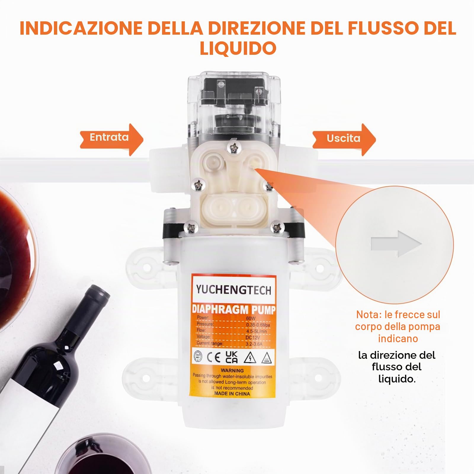 YUCHENGTECH Pompa Travaso Vino Elettrica 12v Pompa per Birra Fatta in Casa Pompa Travaso Liquidi Alimentari Velocità Regolabile con Tubo da 4 m e 2 Filtri per il Pompaggio di Vino Birra Bevande