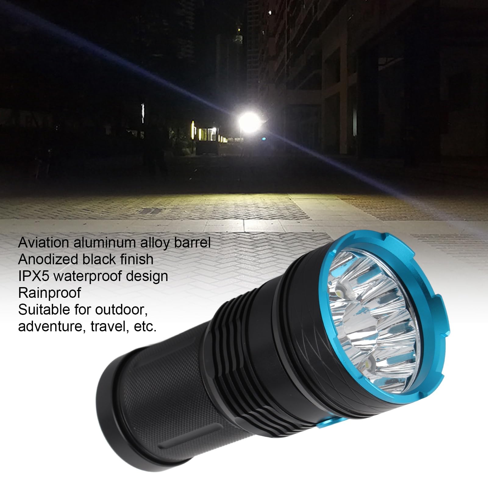 Latarka LED super jasna dalekiego zasięgu zewnętrzna wodoodporna lampa błyskowa 8000 lm do podróży przygodowych