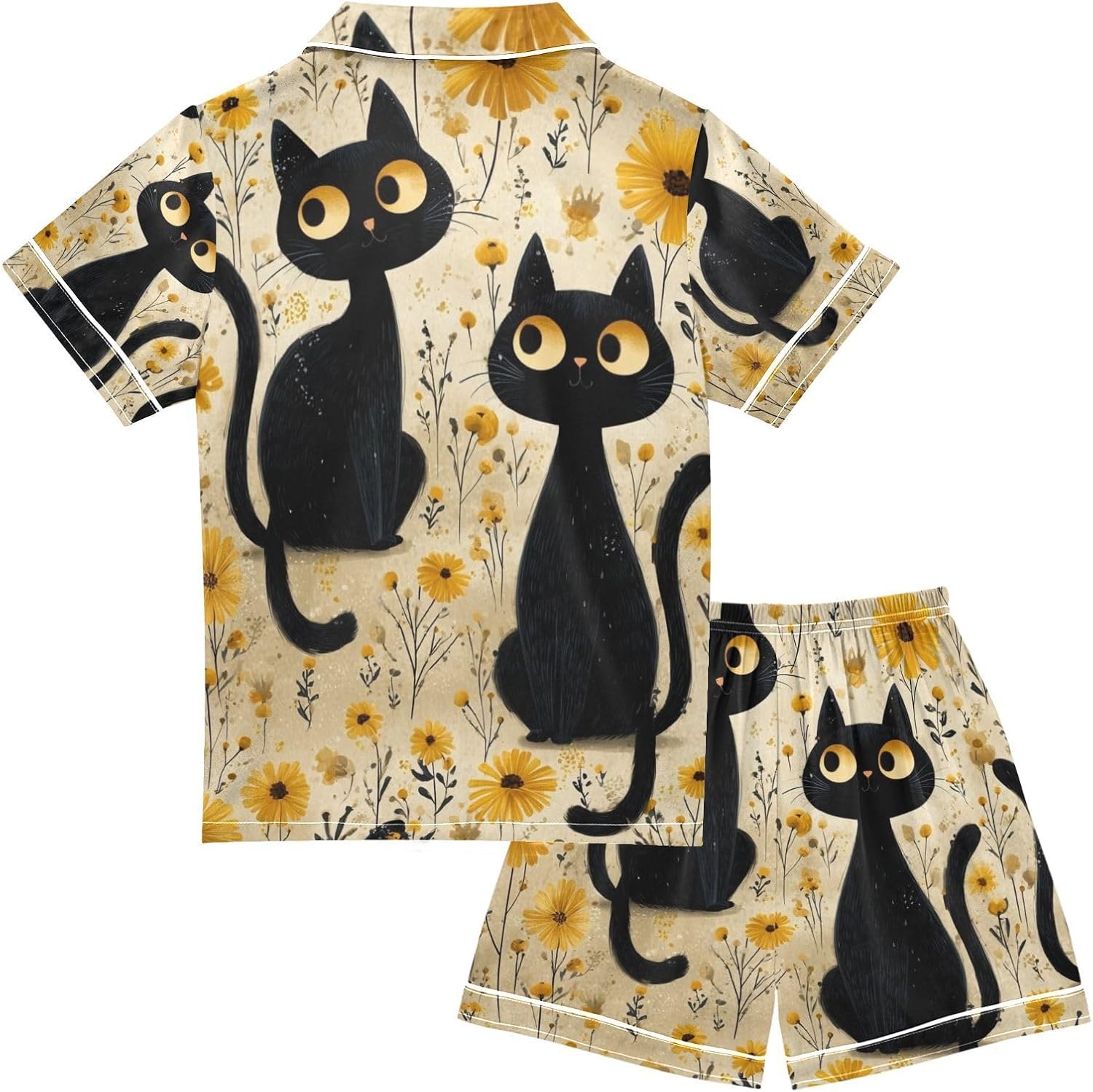 Silk Pajamas Sets Soft Satin 2 Piece Pjs Set Short Sleeve Sleepwear Nightwear