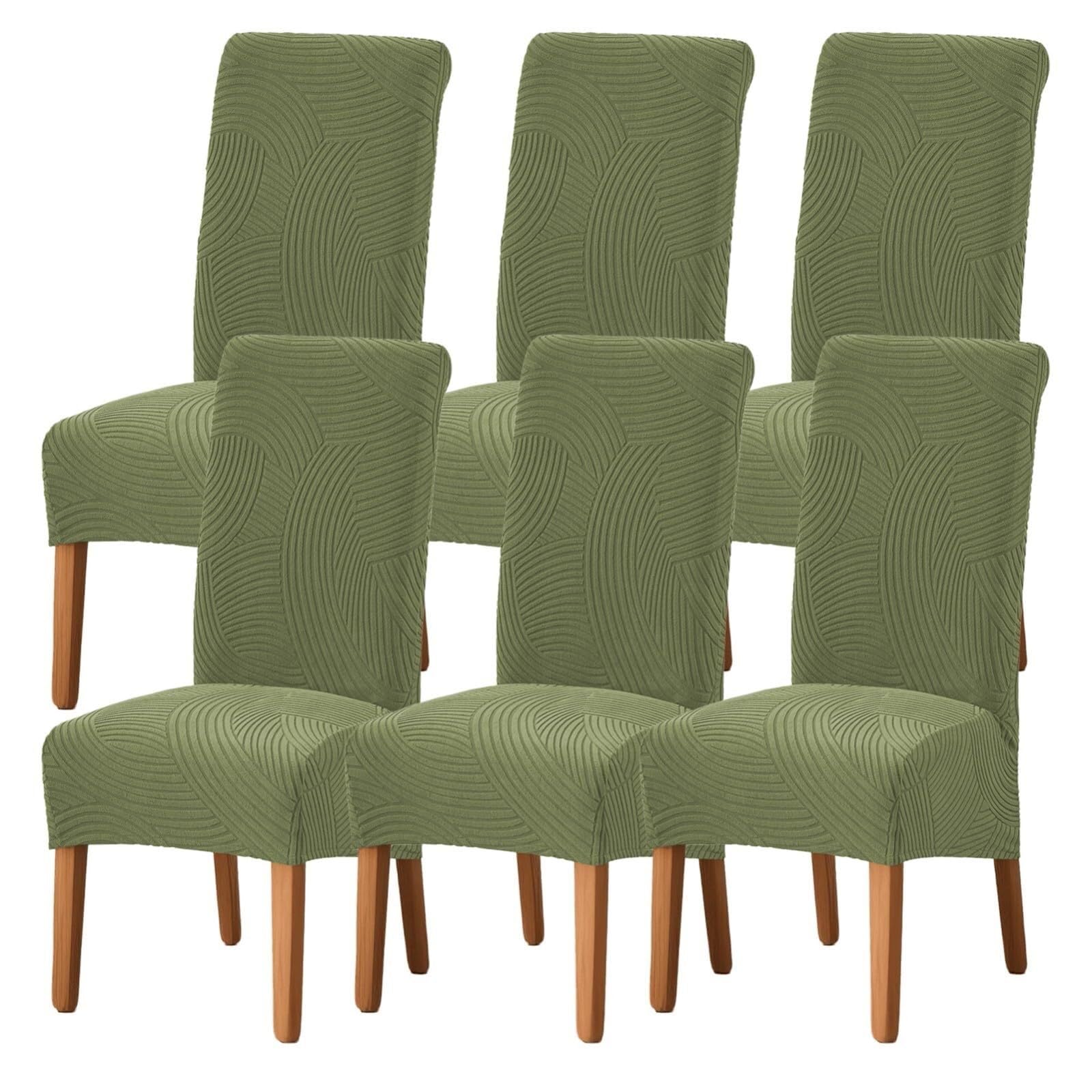 NMVAWIPT Stretch Dining Room Chair Covers, High-Back, For Home Restaurant Living Banquet,Removable And Machine Washable(#1,6Pcs)