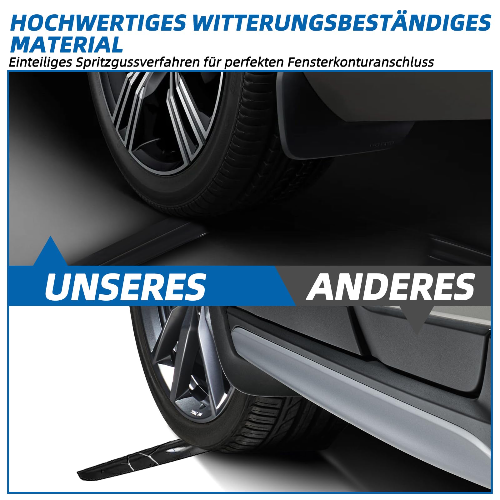 Zweiteiliger Fenster-Regenabweiser für Volkswagen Caddy(2005–2018). Einteiliger Windabweiser, Regen- und Windabweiser, einfach zu montieren, Schwarz