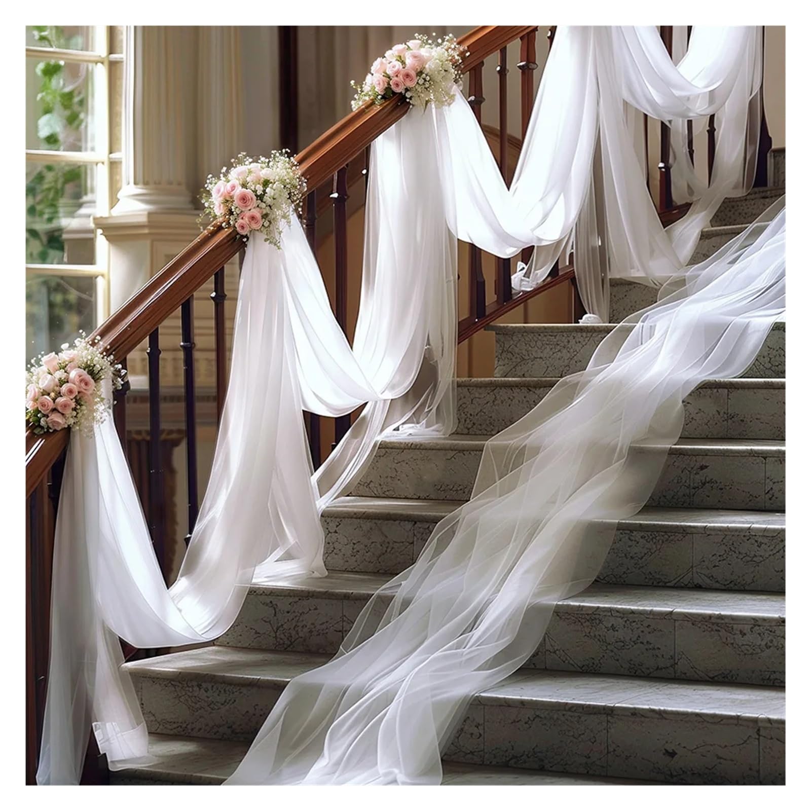 DeckenvorhäNge FüR Hochzeitsfeiern Hochzeit Bogen Drapieren Stoff schiere Tüll Laube Baldachin Drapierung for Zeremonie Dekoration Party Decke Hintergrund Vorhang Swag(Sky blue,160x1000cm)