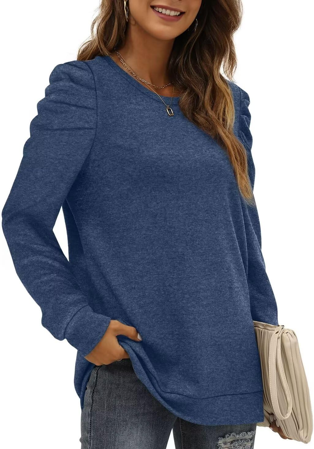 XIEERDUO Women's Puff Sleeve Sweatshirt