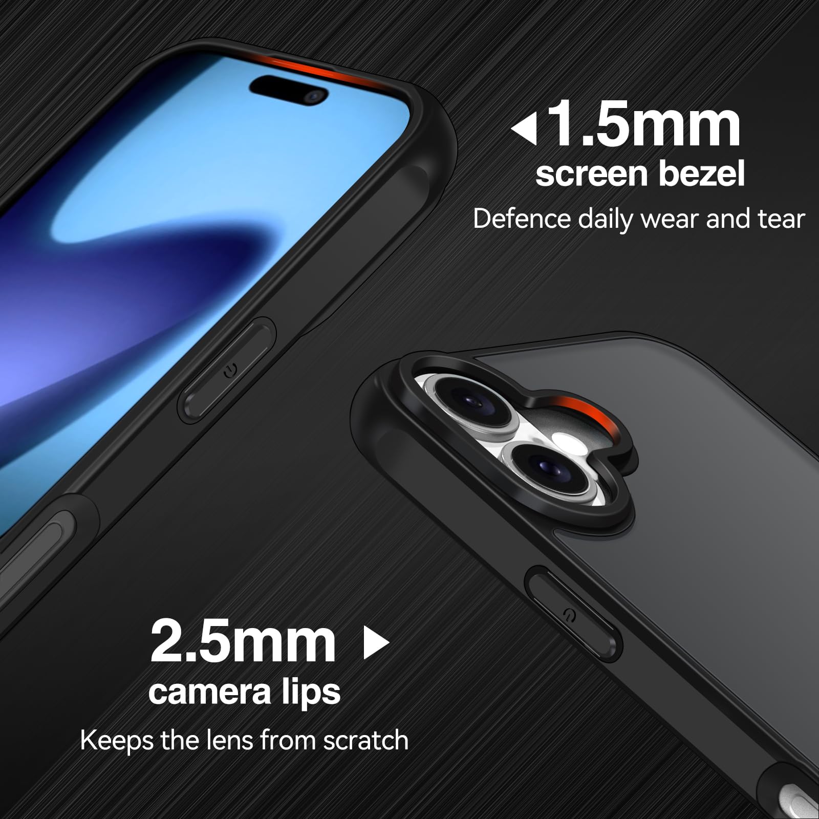 iVoler Cover Opaca per iPhone 17 6.3 Pollici con 2 Pezzi Vetro Temperato, [Antiurto di Grado Militare] Custodia Traslucida Posteriore Sottile Anti-Impronte Case, Nero