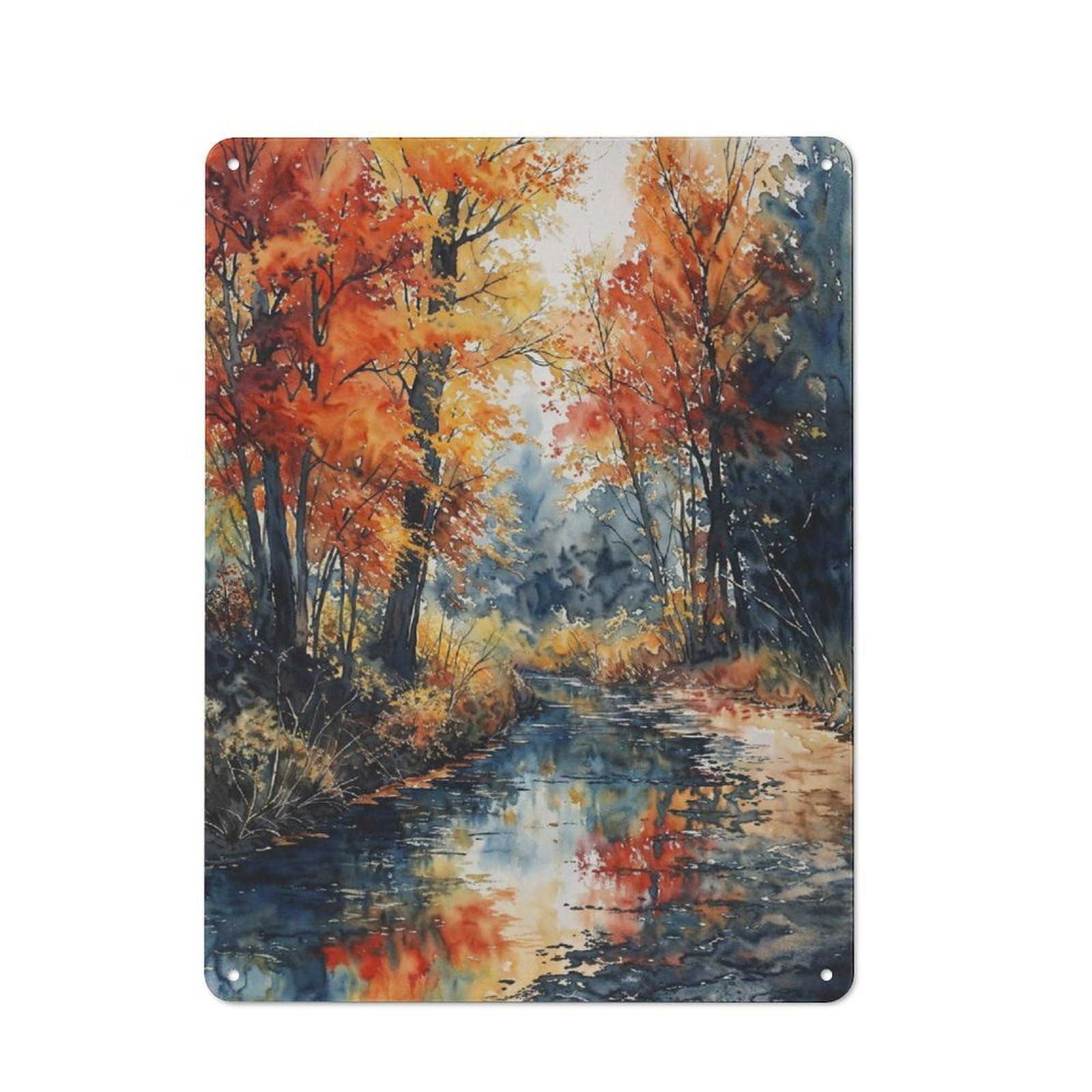 Junmoney Autumn Stroll Rustic Metal Wall Sign 40X30cm For Hobby Room Or Studio, For Vintage Wall Decor Fans, For Themed Room Decoration