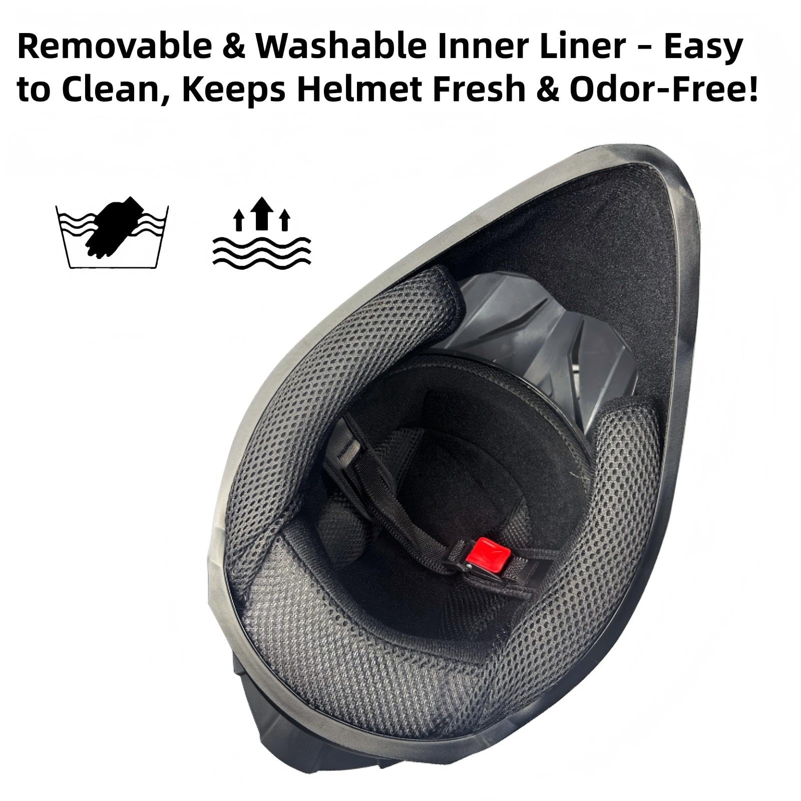 Casque Intégral pour Motocross et VTT, Casque Cross pour Adultes avec Lunettes, Masque et Gants, Casque Full Face Moto Downhill ATV Incluant 3 Garnitures de Différentes Tailles