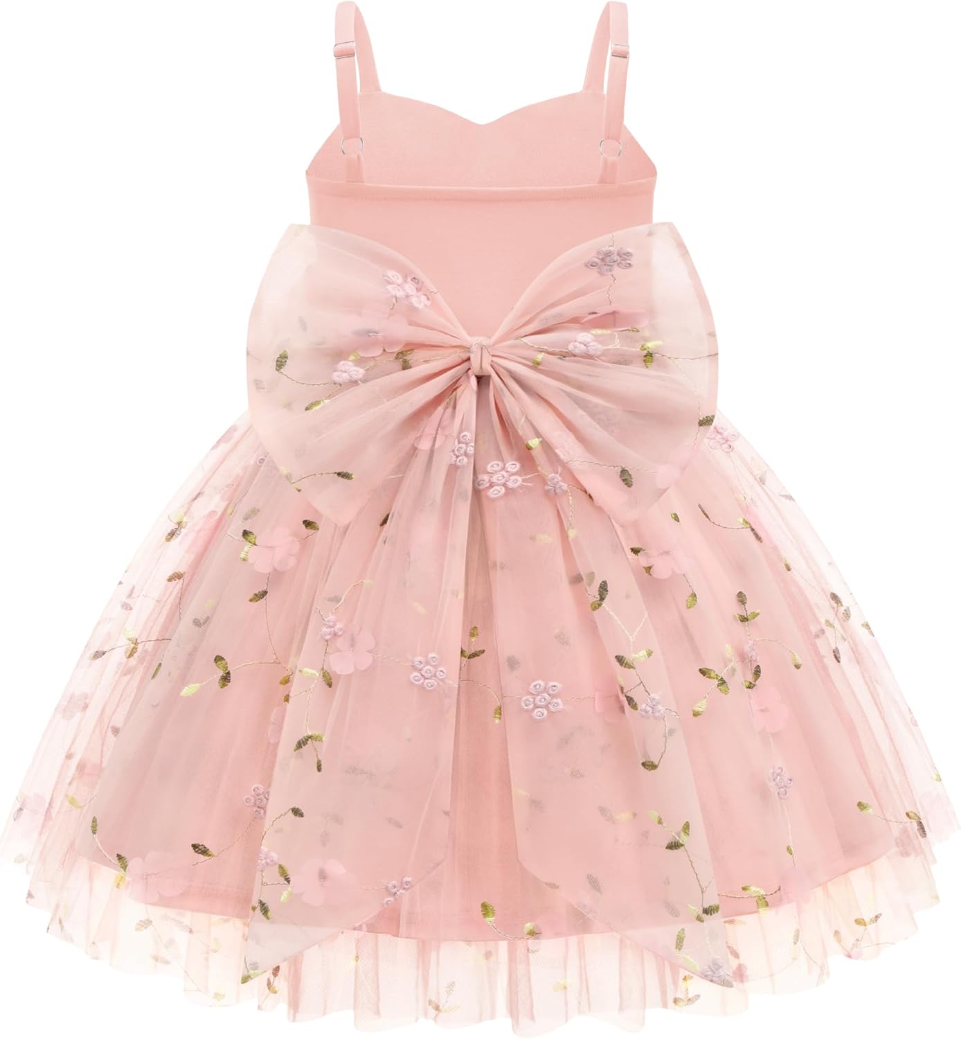 Arshiner Toddler Girls Tulle Dress Bowknot Tutu Birthday Princess Embroidery Dresses Formal Photoshoot Summer Outfit 2-8T