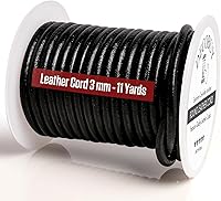 Vista 14 de Cordón de cuero para hacer joyas, cordón redondo de 2 mm, cuerda de 27 yardas utilizada para manualidades, cuerda para collar, trenzado - Negro