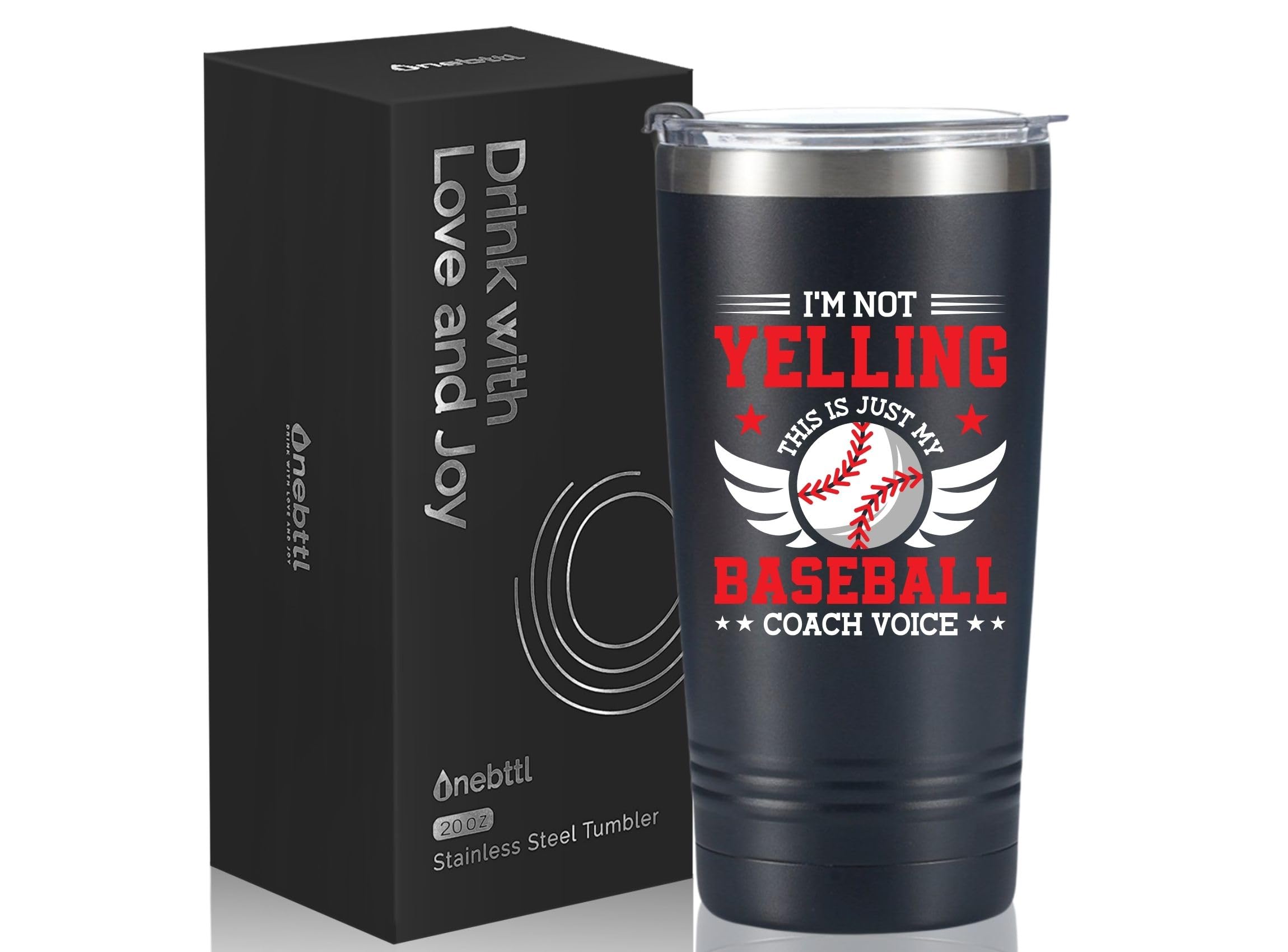 Gobelet entraîneur de baseball isotherme 591 ml avec paille et couvercle