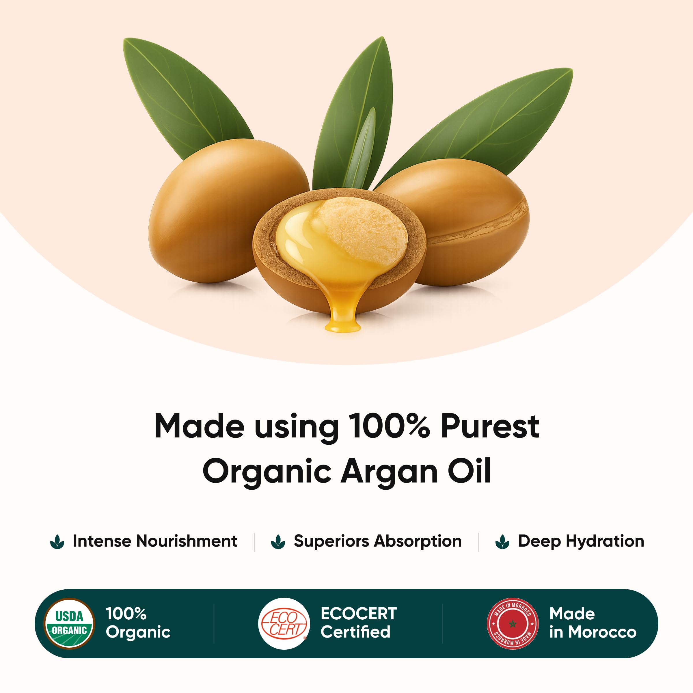 KARMIC BEAUTY Luxuriöses Haarserum mit marokkanischem Arganöl, 100 % biologisch und natürlichem Keratin, für weiches, seidiges und glänzendes Haar, leichte und fettfreie Formel, ohne Sulfate oder