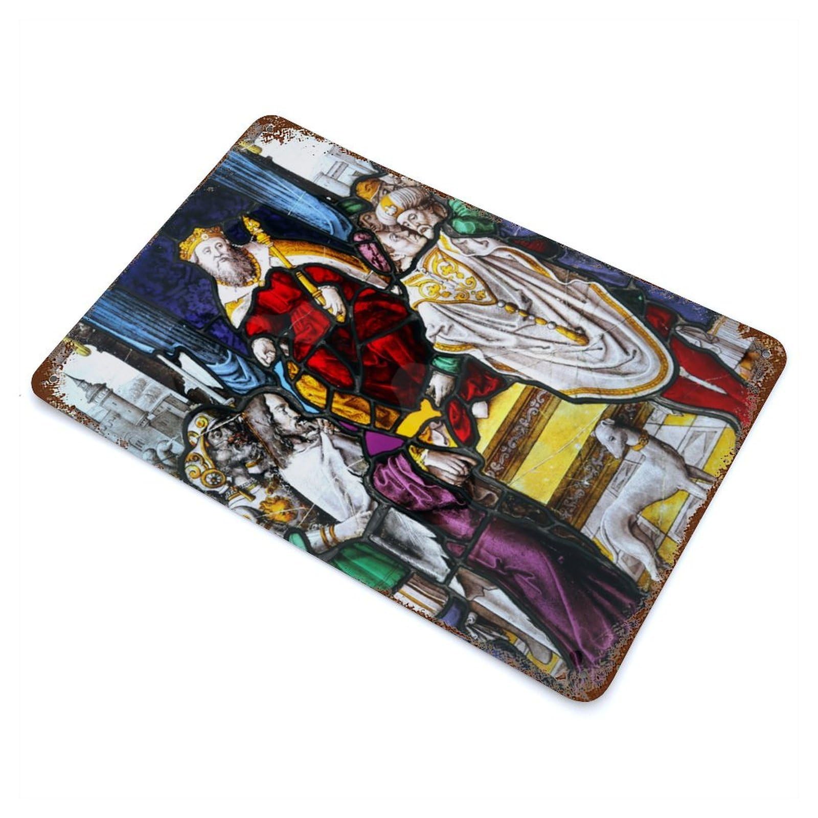 Garage Style Christ Before Herod Aged Metal Wall Plaque 11.8"x7.9", Farmhouse Wall Decor for Bar And Workshop