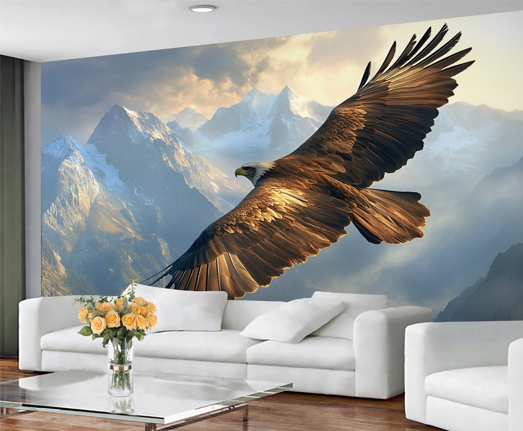 GIVLWF Wallpaper Eagle Mural & Home Decor, Snow Mountain Bedroom Wallpaper, Animal Print Wall Paper for Living Room, Large Wall Mural - Not Self-Adhesive — image 1