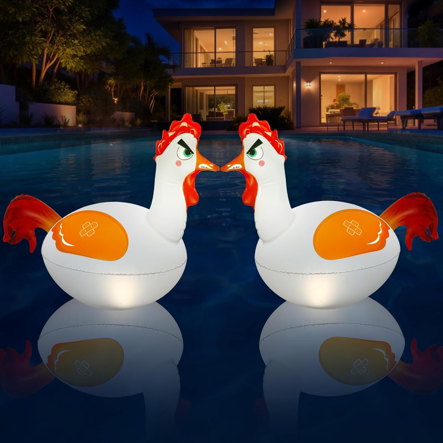 Floating Pool Lights, Inflatable Chicken Solar Pool Lights that Float, IP68 Waterproof Glow in the Dark Color Changing LED Solar Floating Light for Pools Pond Outdoor Wedding Party Decor(2)